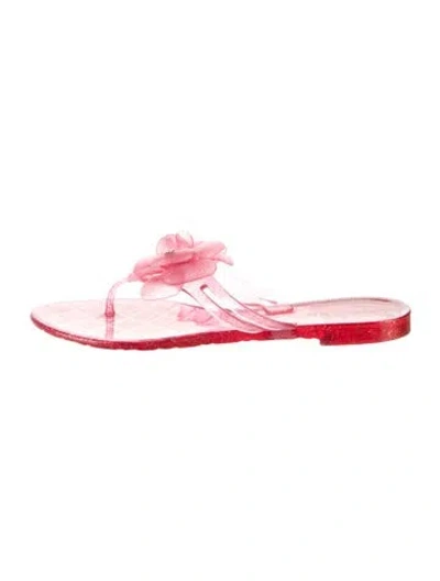 Pre-owned Chanel Vintage Interlocking Cc Logo Flip Flops In Pink