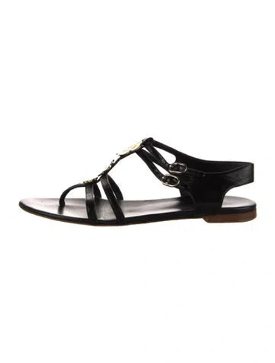 Pre-owned Chanel Vintage Interlocking Cc Logo Gladiator Sandals In Black
