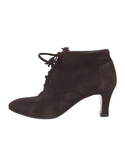 Pre-owned Chanel Vintage Interlocking Cc Logo Lace-up Boots In Brown