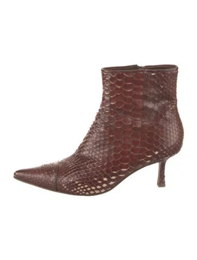 Pre-owned Chanel Vintage Interlocking Cc Logo Lace-up Boots In Brown