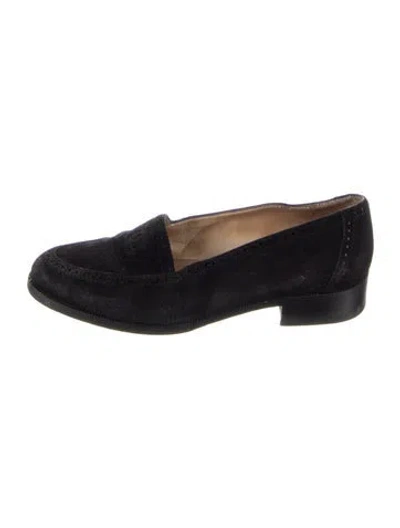 Pre-owned Chanel Vintage Interlocking Cc Logo Loafers In Blue