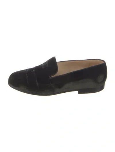 Pre-owned Chanel Vintage Interlocking Cc Logo Loafers In Green