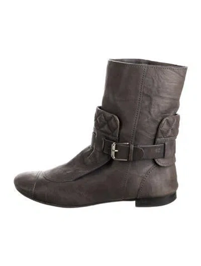 Pre-owned Chanel Vintage Interlocking Cc Logo Moto Boots In Brown