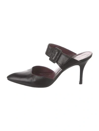 Pre-owned Chanel Vintage Interlocking Cc Logo Mules In Black