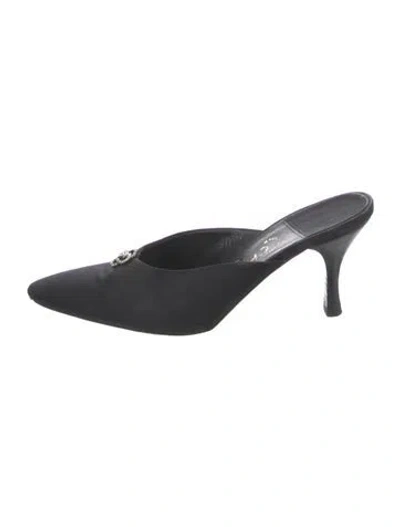 Pre-owned Chanel Vintage Interlocking Cc Logo Mules In Black