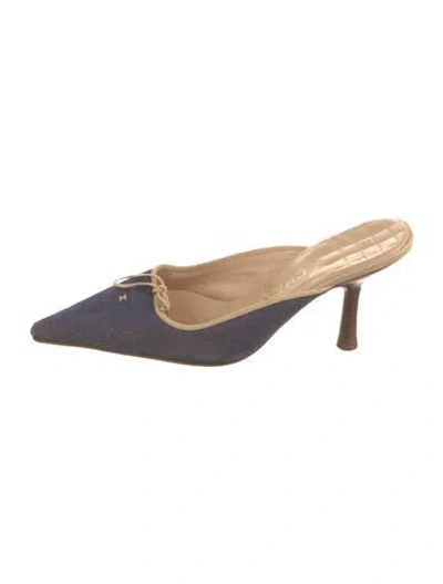 Pre-owned Chanel Vintage Interlocking Cc Logo Mules In Blue