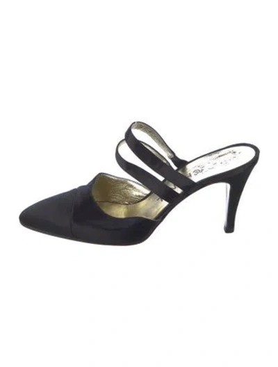 Pre-owned Chanel Vintage Interlocking Cc Logo Mules In Blue