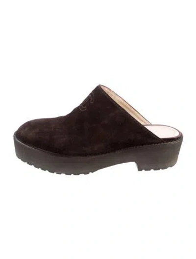 Pre-owned Chanel Vintage Interlocking Cc Logo Mules In Brown