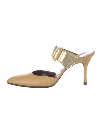 Pre-owned Chanel Vintage Interlocking Cc Logo Mules In Neutral