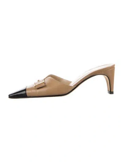Pre-owned Chanel Vintage Interlocking Cc Logo Mules In Neutrals