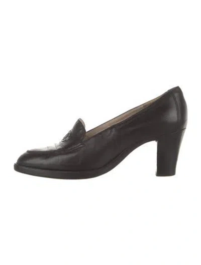 Pre-owned Chanel Vintage Interlocking Cc Logo Pumps In Black