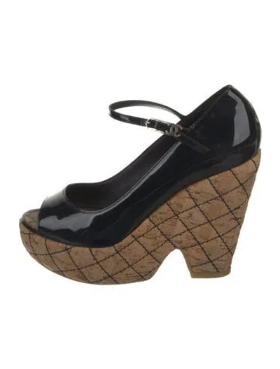 Pre-owned Chanel Vintage Interlocking Cc Logo Pumps In Blue