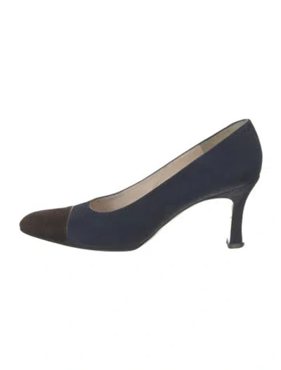 Pre-owned Chanel Vintage Interlocking Cc Logo Pumps In Blue