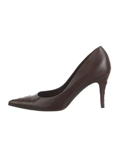 Pre-owned Chanel Vintage Interlocking Cc Logo Pumps In Brown