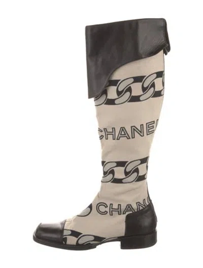 Pre-owned Chanel Vintage Interlocking Cc Logo Riding Boots
