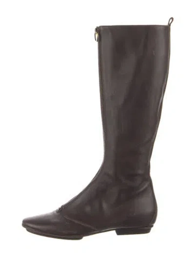 Pre-owned Chanel Vintage Interlocking Cc Logo Riding Boots In Brown