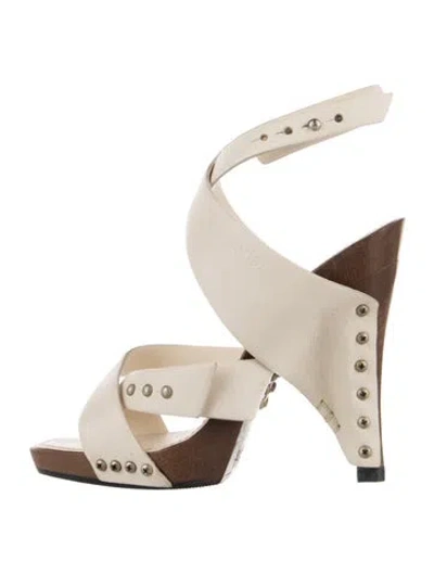 Pre-owned Chanel Vintage Interlocking Cc Logo Sandals In Neutrals