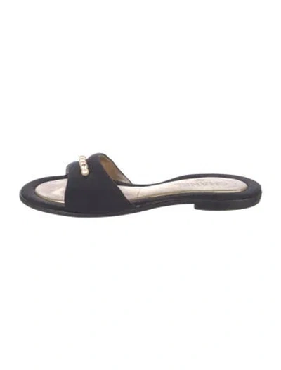 Pre-owned Chanel Vintage Interlocking Cc Logo Slides In Black