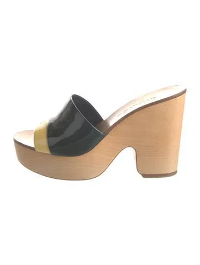 Pre-owned Chanel Vintage Interlocking Cc Logo Slides In Black