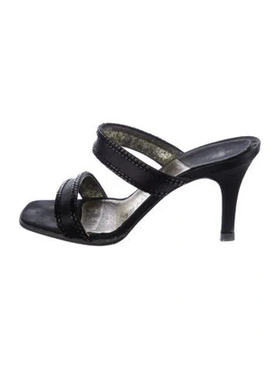 Pre-owned Chanel Vintage Interlocking Cc Logo Slides In Black