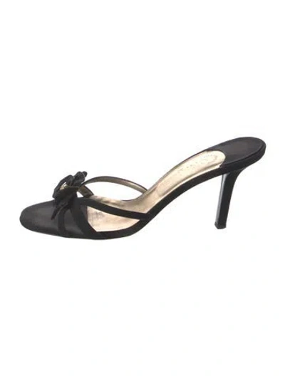 Pre-owned Chanel Vintage Interlocking Cc Logo Slides In Black