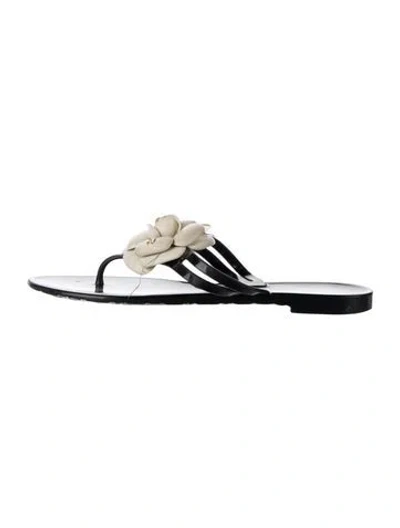 Pre-owned Chanel Vintage Interlocking Cc Logo Slides In Black