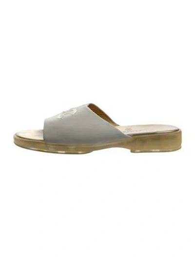 Pre-owned Chanel Vintage Interlocking Cc Logo Slides In White