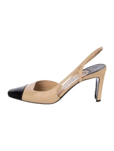 Pre-owned Chanel Vintage Interlocking Cc Logo Slingback Pumps