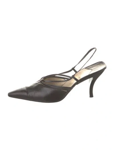 Pre-owned Chanel Vintage Interlocking Cc Logo Slingback Pumps In Black