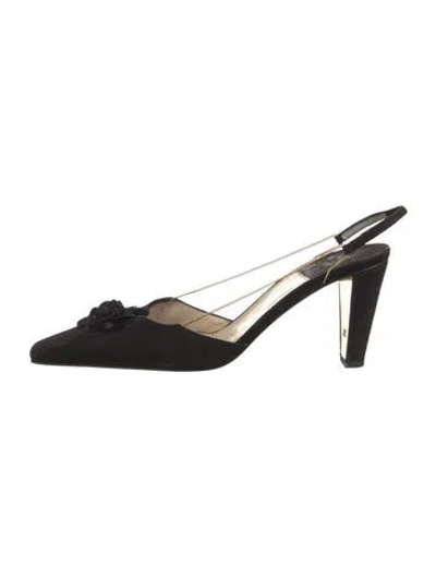 Pre-owned Chanel Vintage Interlocking Cc Logo Slingback Pumps In Black