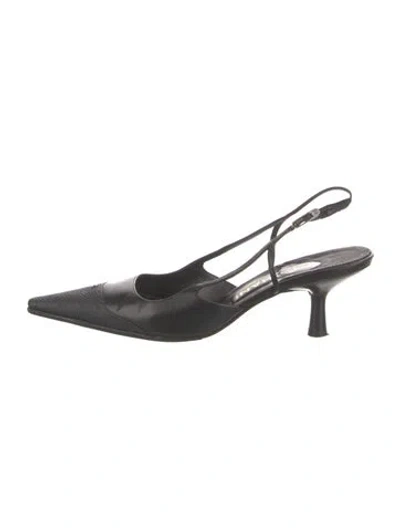 Pre-owned Chanel Vintage Interlocking Cc Logo Slingback Pumps In Black