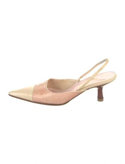 Pre-owned Chanel Vintage Interlocking Cc Logo Slingback Pumps In Pink