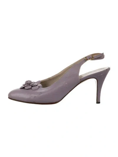Pre-owned Chanel Vintage Interlocking Cc Logo Slingback Pumps In Purple