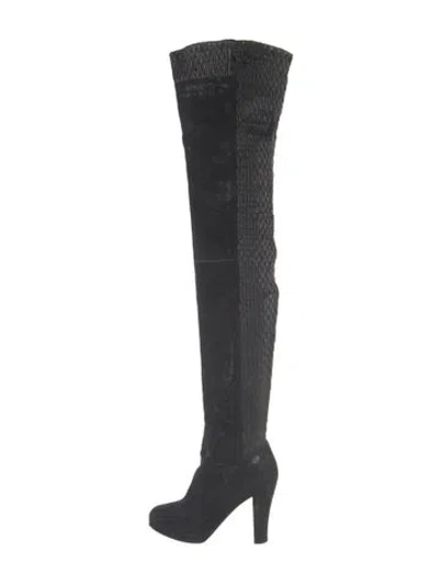 Pre-owned Chanel Vintage Interlocking Cc Logo Sock Boots In Black