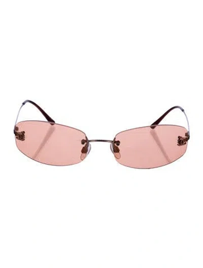 Pre-owned Chanel Vintage Interlocking Cc Logo Sunglasses In Orange