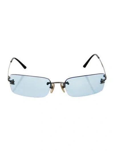 Pre-owned Chanel Vintage Interlocking Cc Logo Sunglasses In Silver
