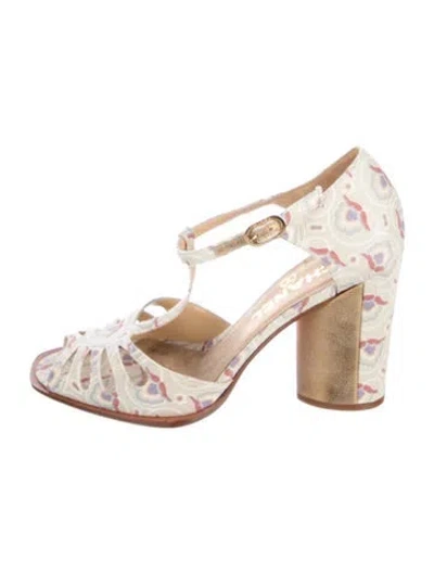 Pre-owned Chanel Vintage Interlocking Cc Logo T-strap Sandals In Gold