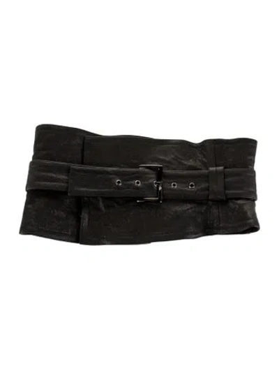 Pre-owned Chanel Vintage Interlocking Cc Logo Waist Belt In Black