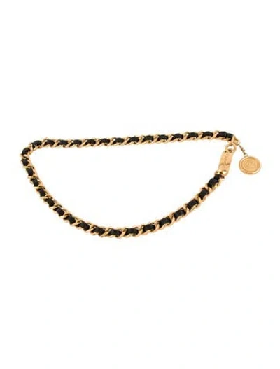 Pre-owned Chanel Vintage Interlocking Cc Logo Waist Belt In Black