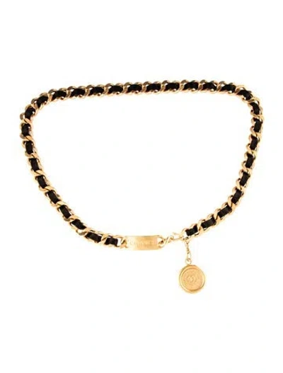 Pre-owned Chanel Vintage Interlocking Cc Logo Waist Belt In Black