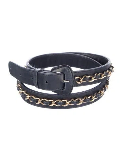 Pre-owned Chanel Vintage Interlocking Cc Logo Waist Belt In Blue