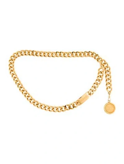Pre-owned Chanel Vintage Interlocking Cc Logo Waist Belt In Gold