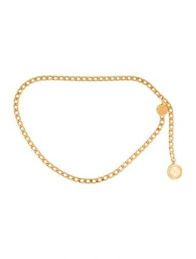 Pre-owned Chanel Vintage Interlocking Cc Logo Waist Belt In Gold