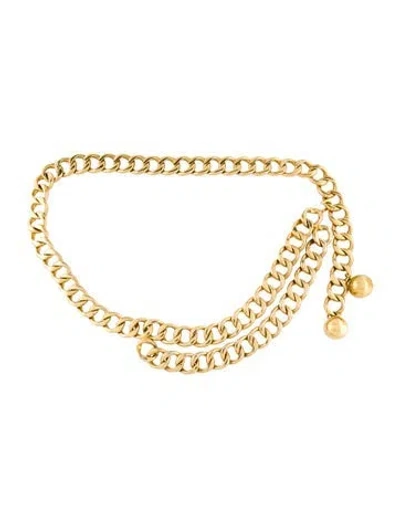 Pre-owned Chanel Vintage Interlocking Cc Logo Waist Belt In Gold