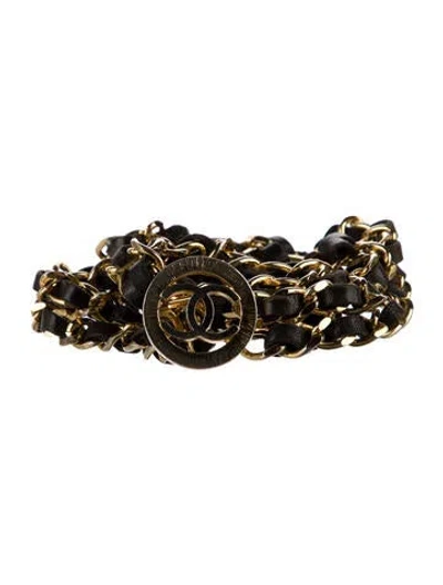 Pre-owned Chanel Vintage Interlocking Cc Logo Waist Belt In Gold