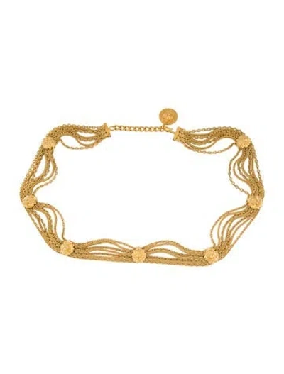 Pre-owned Chanel Vintage Interlocking Cc Logo Waist Belt In Gold
