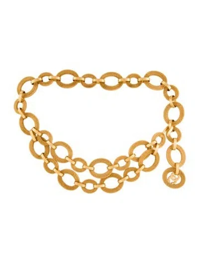 Pre-owned Chanel Vintage Interlocking Cc Logo Waist Belt In Gold