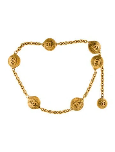 Pre-owned Chanel Vintage Interlocking Cc Logo Waist Belt In Gold