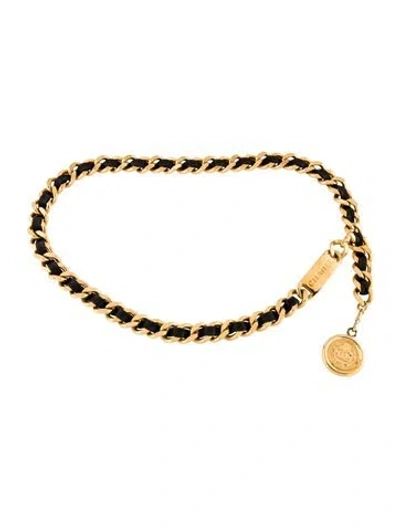 Pre-owned Chanel Vintage Interlocking Cc Logo Waist Belt In Gold