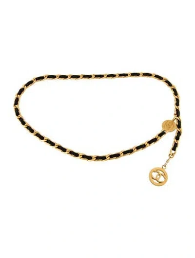 Pre-owned Chanel Vintage Interlocking Cc Logo Waist Belt In Gold